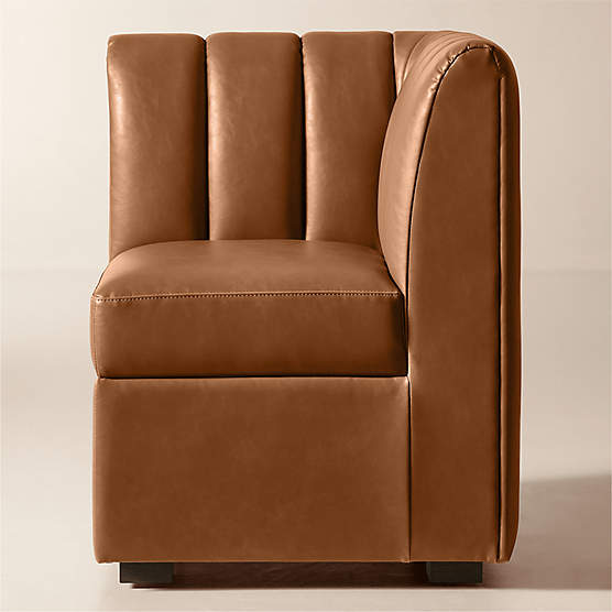 Duncan Brown Leather Single L-Shaped Loveseat Dining Banquette