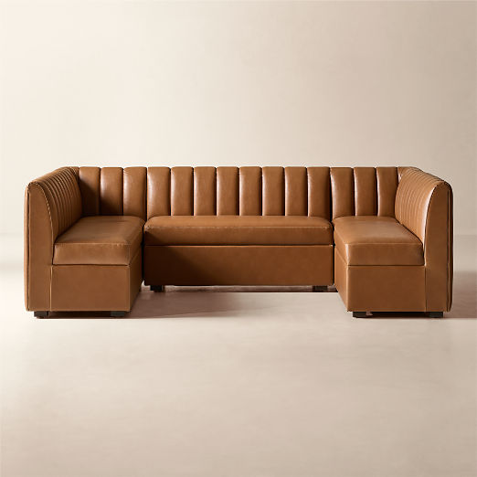 Duncan Brown Leather U-Shaped Dining Banquette