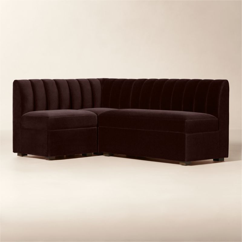 Duncan Dark Brown Velvet Double L-Shaped Loveseat Dining Banquette - image 2 of 10