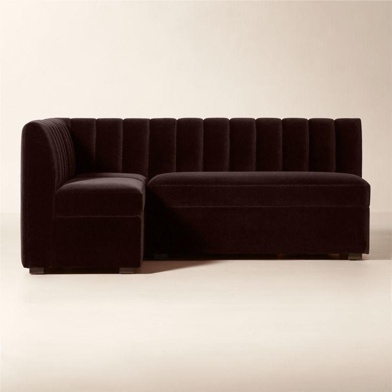 Duncan Dark Brown Velvet Double L-Shaped Loveseat Dining Banquette - image 3 of 10