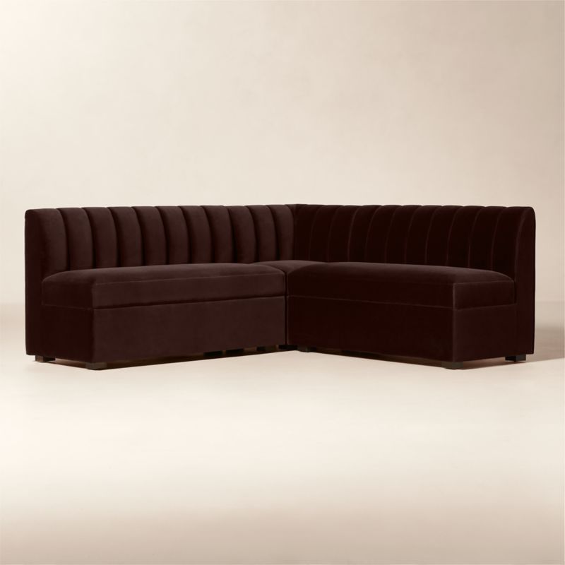 Duncan Dark Brown Velvet Single L-Shaped Loveseat Dining Banquette - image 2 of 10