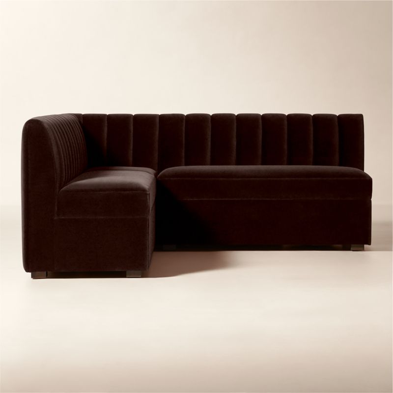 Duncan Dark Brown Velvet Single L-Shaped Loveseat Dining Banquette - image 3 of 10
