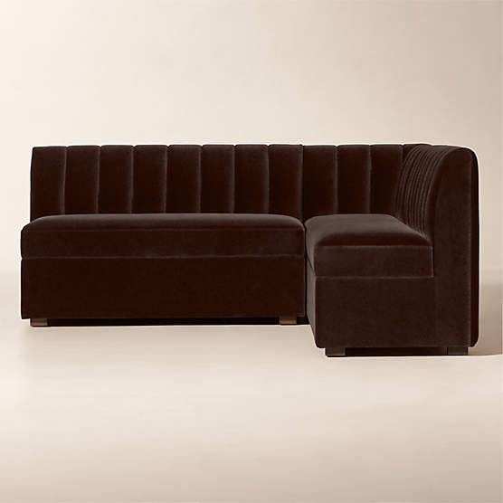 Duncan Dark Brown Velvet Single L-Shaped Loveseat Dining Banquette