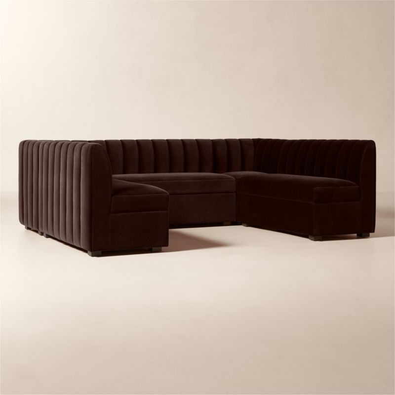 Duncan Dark Brown Velvet U-Shaped Dining Banquette - image 2 of 10