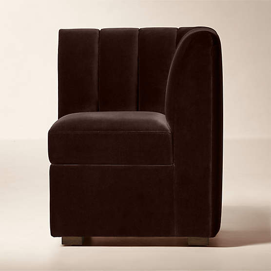 Duncan Dark Brown Velvet Corner Dining Banquette