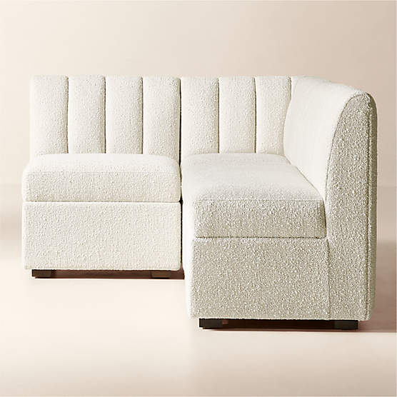 Duncan White Performance Fabric Single L-Shaped Loveseat Dining Banquette