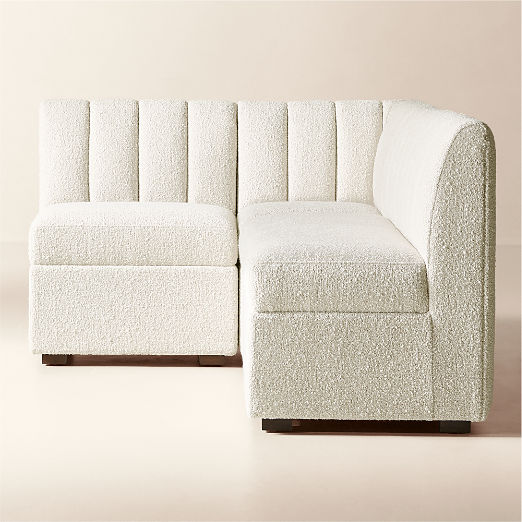 Duncan White Performance Fabric Single L-Shaped Loveseat Dining Banquette