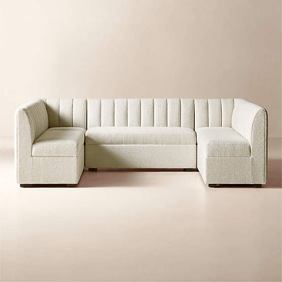 Duncan White Performance Fabric U-Shaped Dining Banquette