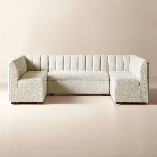 Duncan White Performance Fabric U-Shaped Dining Banquette