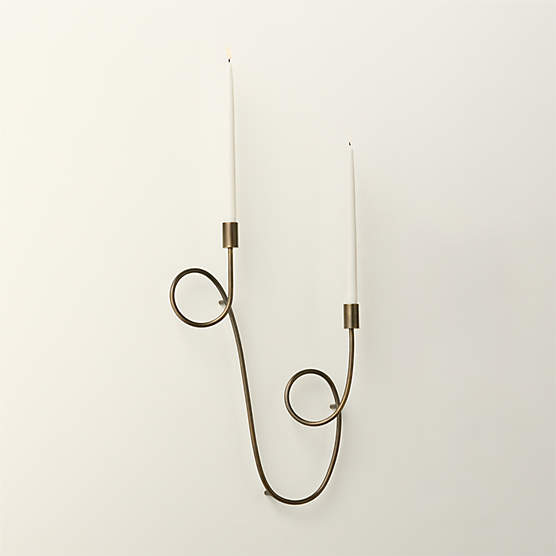 Duo Blackened Brass Wall Sconce Taper Candle Holder