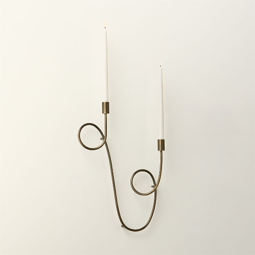Duo Blackened Brass Wall Sconce Taper Candle Holder