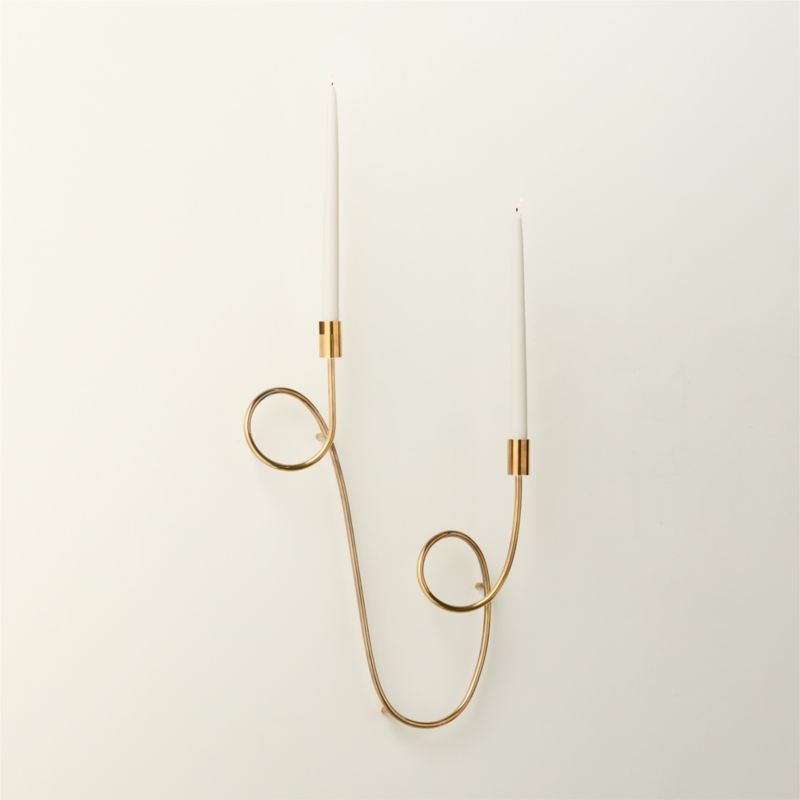 View Duo Aged Brass Wall Sconce Taper Candle Holder details