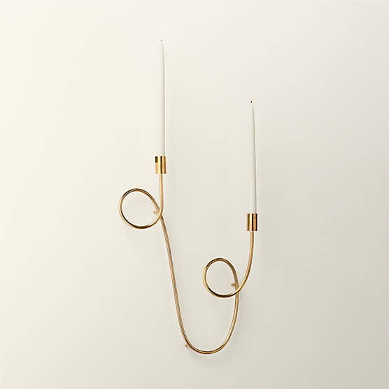 Duo Aged Brass Wall Sconce Taper Candle Holder