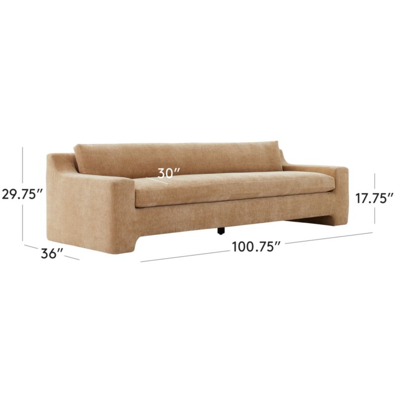 View Durant 100.75" Wheat Velvet Sofa - image 2 of 9