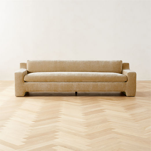 Durant 100" Wheat Velvet Sofa