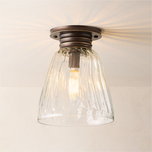 Dury Blackened Bronze And Glass Flush Mount