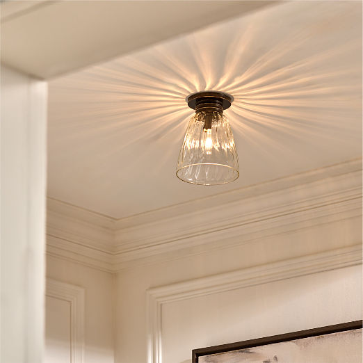 Dury Blackened Bronze And Glass Flush Mount