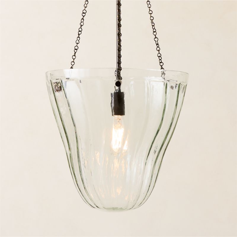 Viewing product image Dury Blackened Bronze And Glass Pendant Light 16" - image 1 of 7