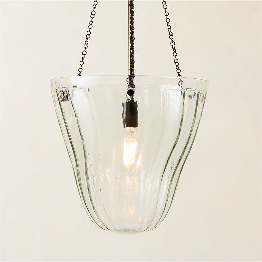 Dury Blackened Bronze And Glass Pendant Light 16"