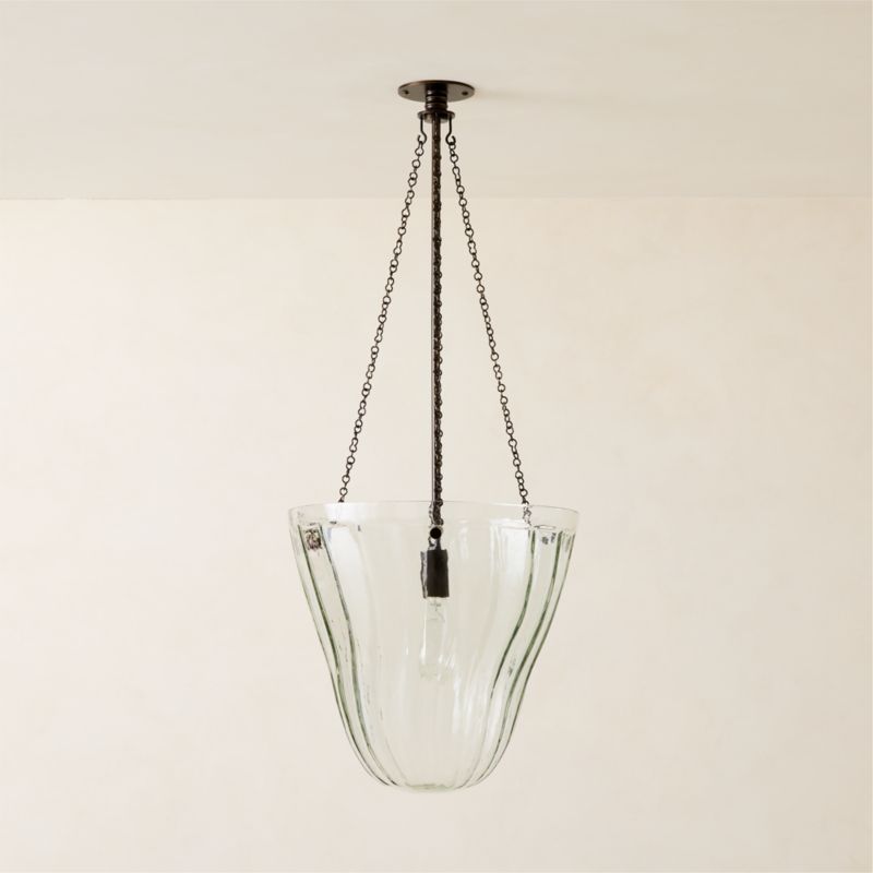 Dury Blackened Bronze And Glass Pendant Light 16" - image 6 of 7