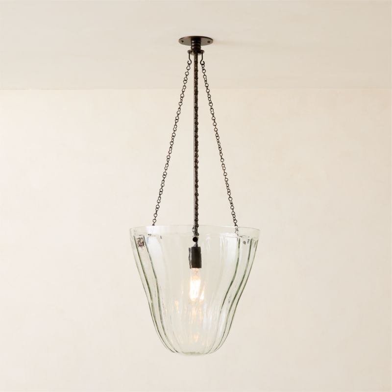 Dury Blackened Bronze And Glass Pendant Light 16" - image 5 of 7