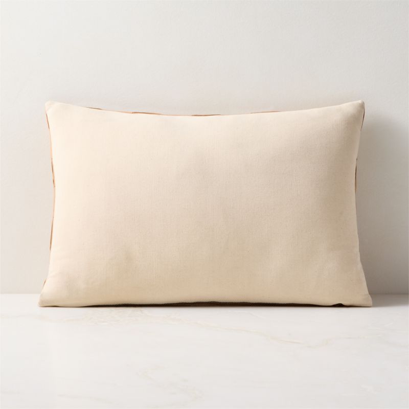 Dutton Handwoven Tan Leather Lumbar Pillow with Down-Alternative Insert 22"x15" - image 2 of 5