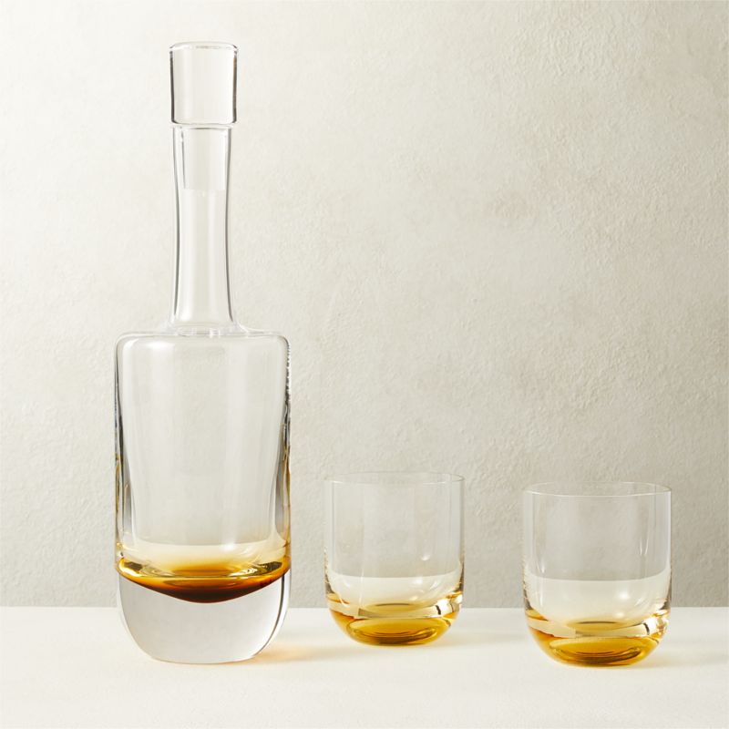 View Duval Decanter with Amber Double Old-Fashioned Glasses Set of 2 details