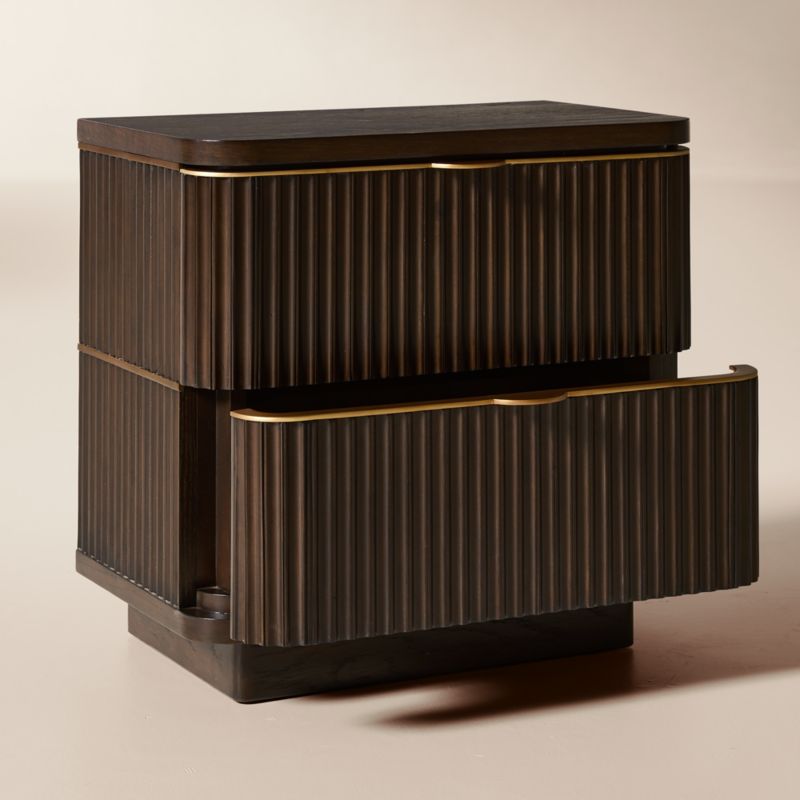 Davison 2-Drawer Fluted Dark Oak Nightstand - image 4 of 8