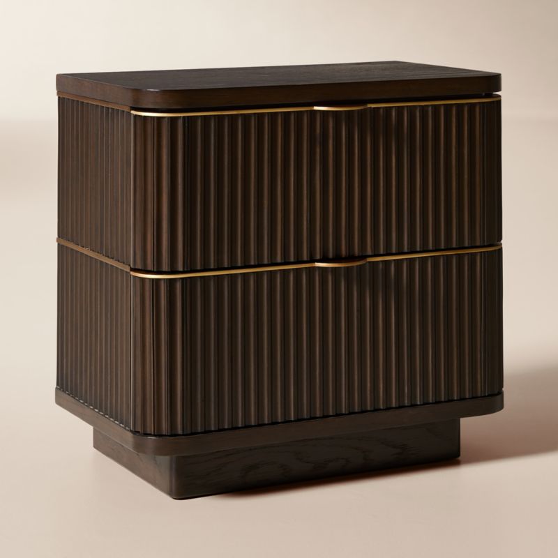Davison 2-Drawer Fluted Dark Oak Nightstand - image 3 of 8