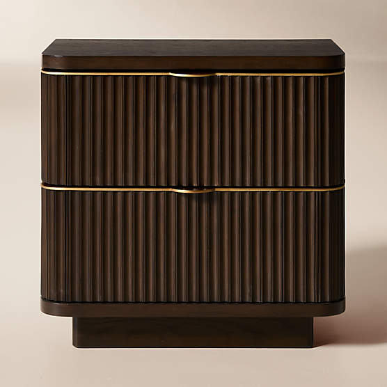 Davison 2-Drawer Fluted Dark Oak Nightstand