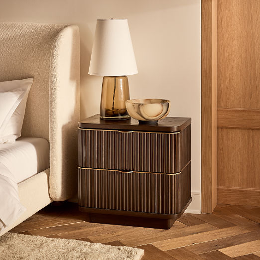 Davison 24" Fluted Dark Oak 2-Drawer Nightstand