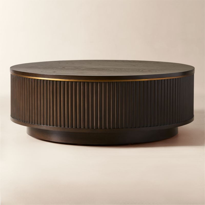 Davison 40" Round Fluted Dark Oak Coffee Table - image 5 of 7