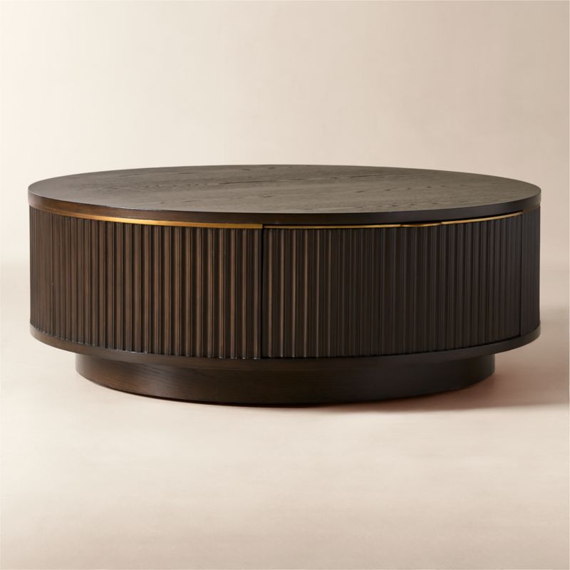 Davison 40" Round Fluted Dark Oak Coffee Table - image 3 of 7