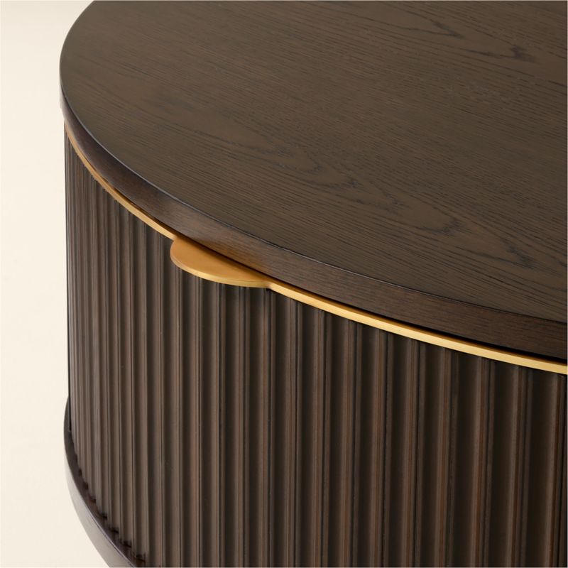 Davison 40" Round Fluted Dark Oak Coffee Table - image 6 of 7