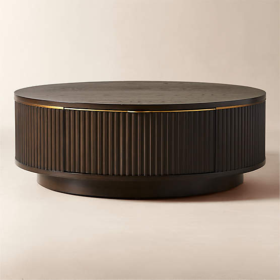 Davison 40" Round Fluted Dark Oak Coffee Table