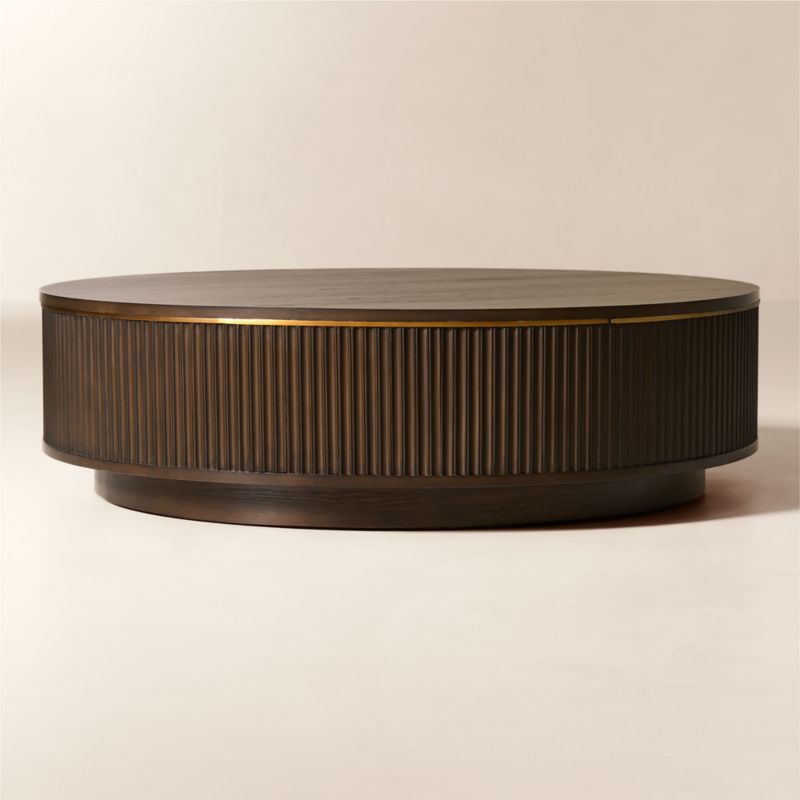 Davison 50" Round Fluted Dark Oak Coffee Table - image 5 of 7