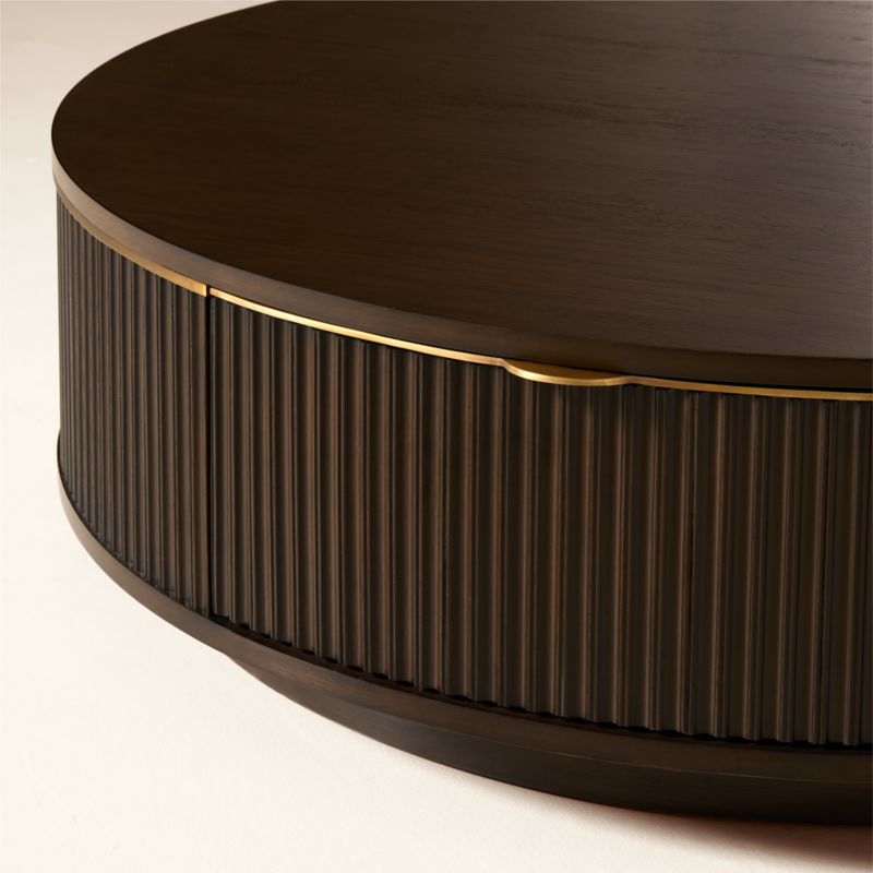 Davison 50" Round Fluted Dark Oak Coffee Table - image 6 of 7