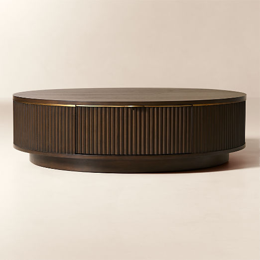 Davison Round Fluted Dark Oak Coffee Table (40" - 50")