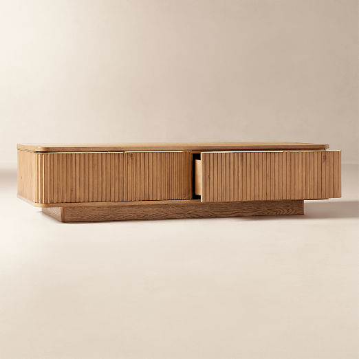 Davison 60" Rectangular Fluted Oak Coffee Table