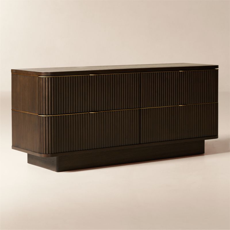 Davison 4-Drawer Fluted Dark Oak Dresser - image 3 of 8
