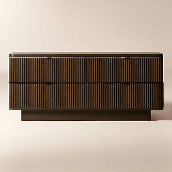 Davison 69" Fluted Dark Oak 4-Drawer Dresser