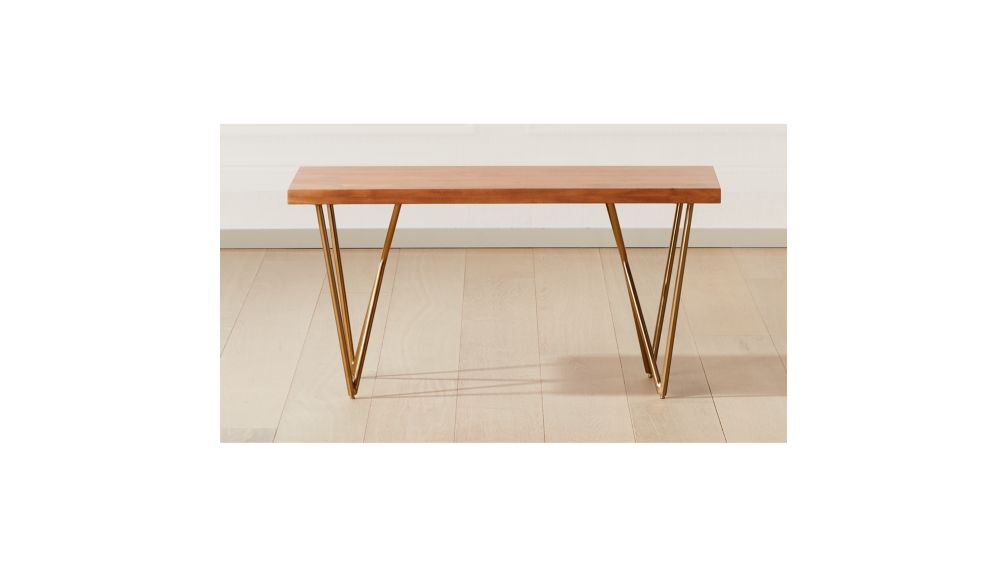Dylan Brass Medium Acacia Bench 36 Cb2