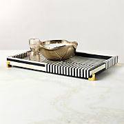 Eadie Black and White Bone Resin Decorative Tray 12"x18"