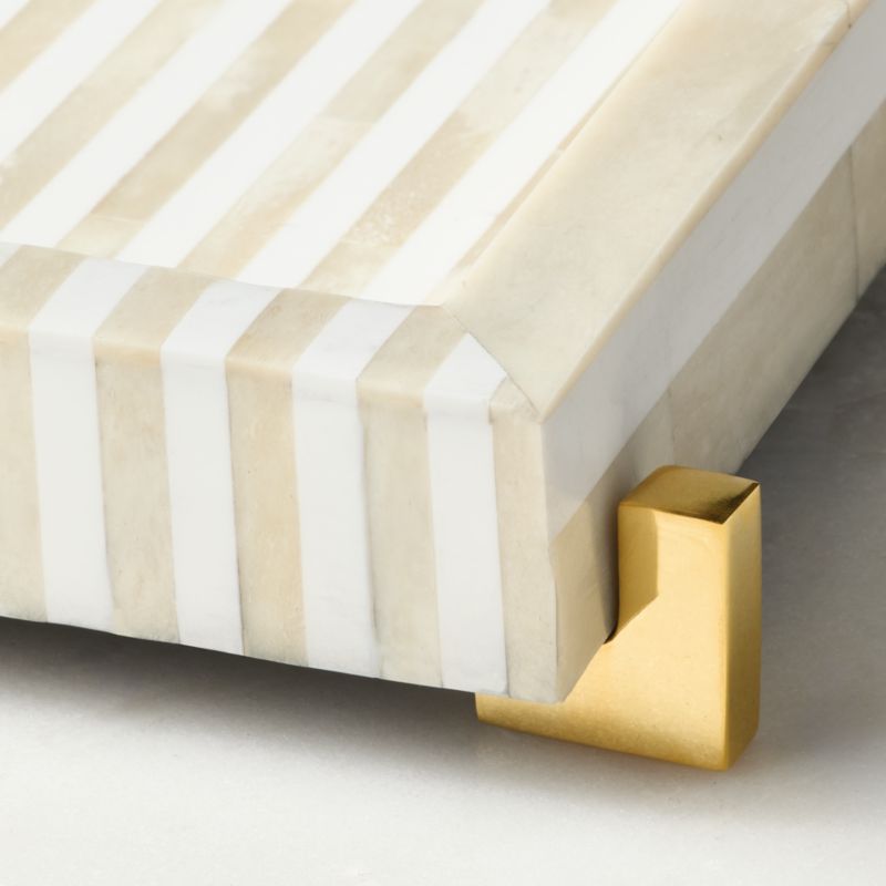 Eadie Square White Resin and Bone Decorative Tray 20"x20" - image 1 of 5