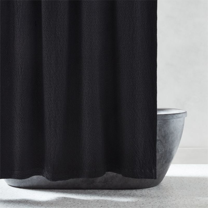View Eastind Organic Cotton Black Waffle Shower Curtain 72'' details