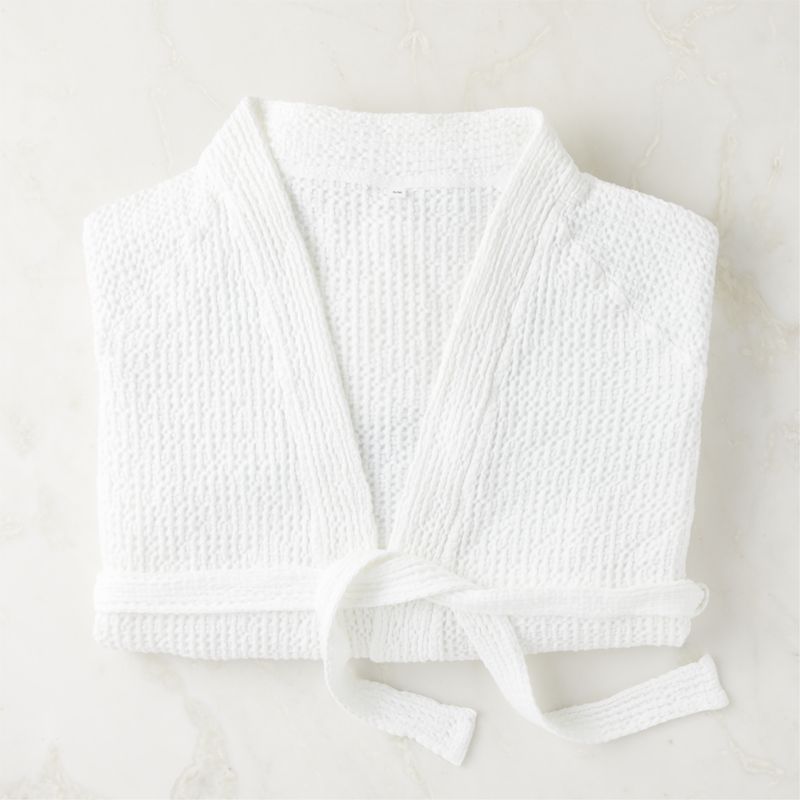 Eastind Organic Cotton White Waffle Bathrobe S/M + Reviews | CB2