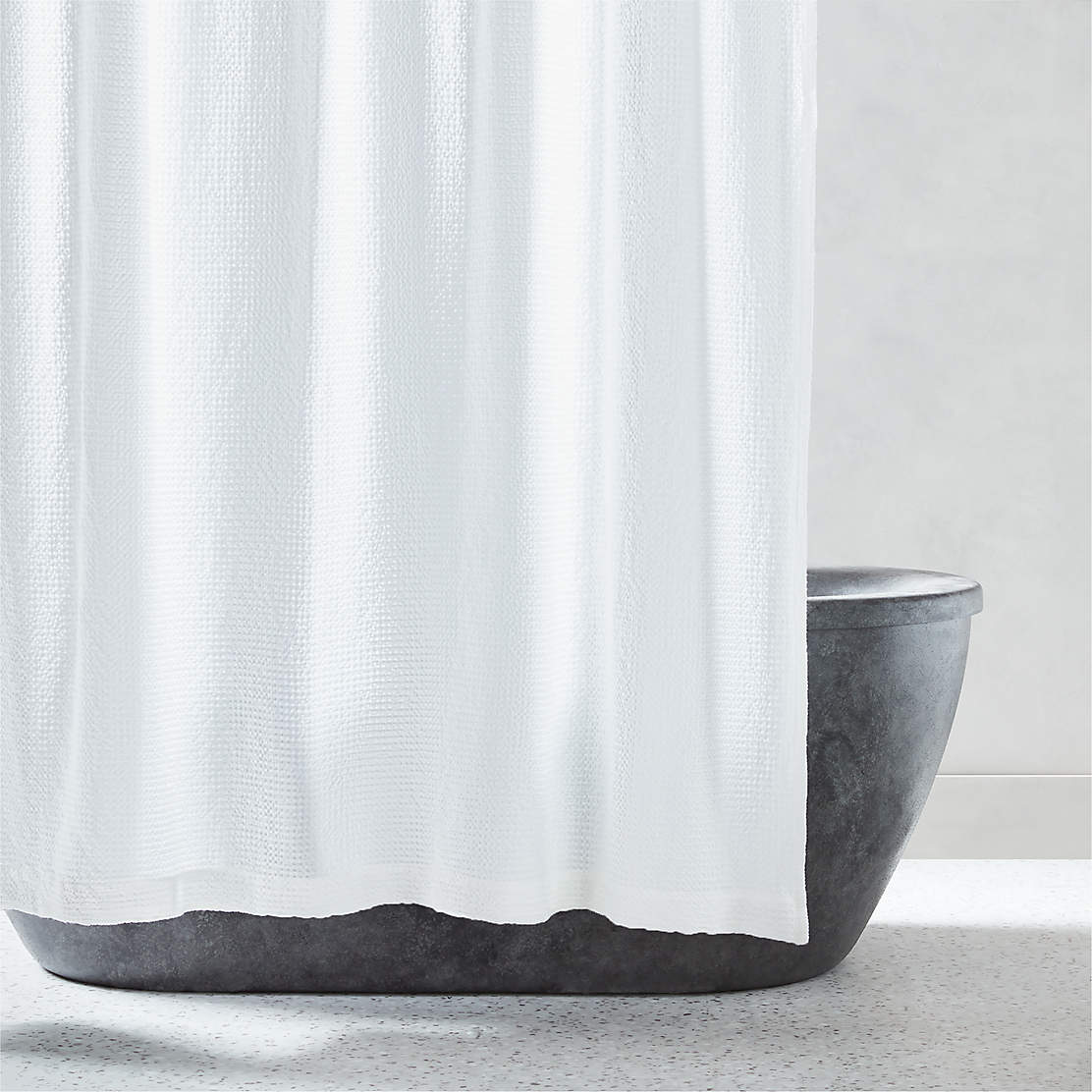Ileana Organic Cotton White Shower Curtain 72" + Reviews CB2