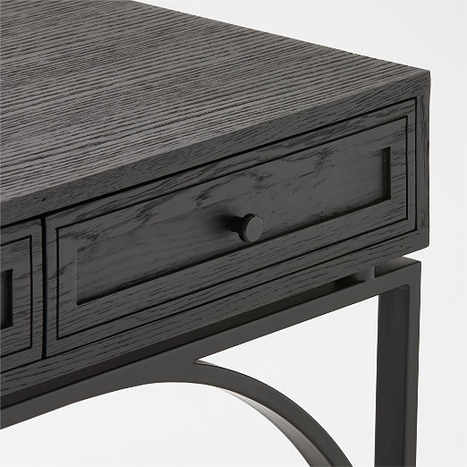 Ebony 3-Drawer Black Oak Desk