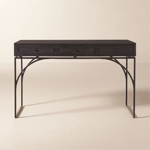 Ebony 3-Drawer Black Oak Desk