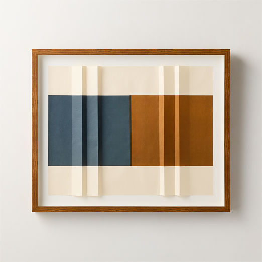 'Echoes in Paper II' Blue Framed Wall Art 33"x28"